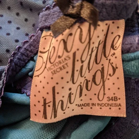 Victoria's Secret Navy Polkadot Laced Bustier / Corset 34B with Garter Straps - Picture 5 of 5